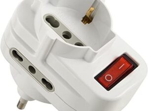 ELECTRALINE ADATTATORE CON INTERRUTTORE 1PRESA SCHUKO/ITALIA 10/16A +2 PRESE BIVALENTI E SPINA ROTANTE 71033