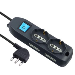 MULTIPRESA 2P UNIVERSALI+ 4 PRESE BIV. NERA C/INTERRUTTORE