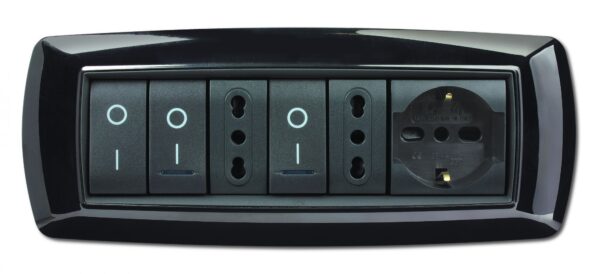 ELETTROCANALI PLACCA LIFE 7 POSTI NERA ECL2987N