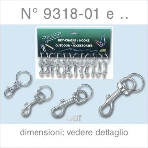 GEIT PORTACHIAVI MOSCHETTONE IN METALLO MEDIO SU CARTELLA PZ.12