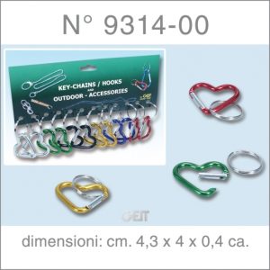 GEIT PORTACHIAVI 5 HEART CUORE ALLUMINIO SU CARTELLA PZ.12