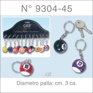 GEIT PORTACHIAVI BILLIARD KEY CHAIN PALLA BILIARDO SU CARTELLA PZ.12