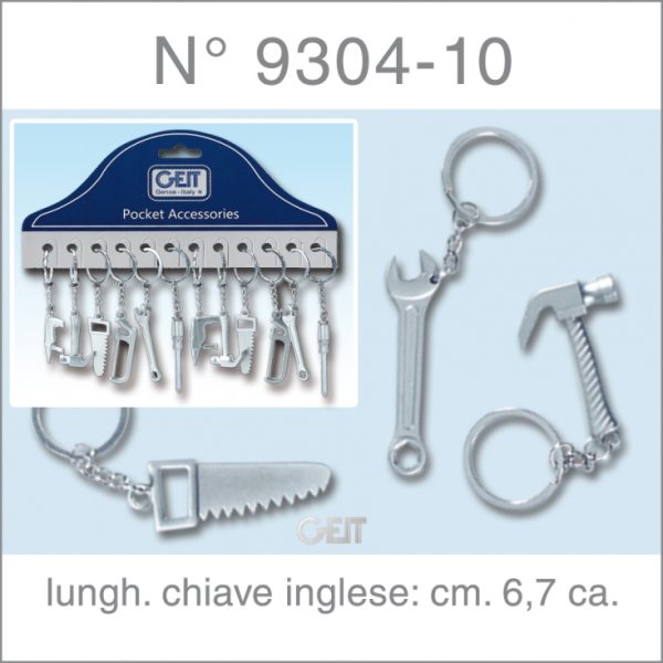 GEIT PORTACHIAVI METAL MINI TOOL FORME ASSORTITE SU CARTELLA PZ.12 9304-10