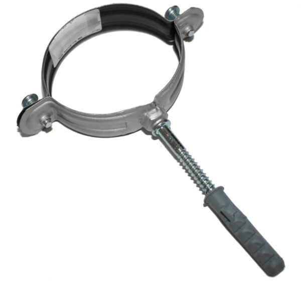 COLLARE PER TUBI TUBO PVC PLUVIALE ZINCATO DIAM.100 CON TASSELLO E ASTA K10136