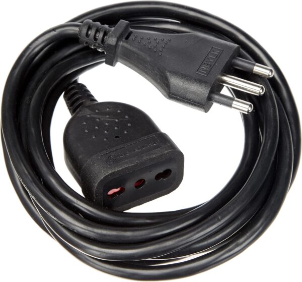 Electraline 46121 Prolunga 3 mt Spina e Presa bivalente 10/16A Nero-Sezione Cavo 3G1 mm