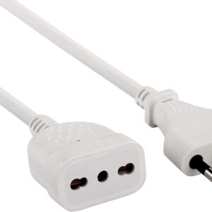 Electraline 46123 Prolunga 3 mt Spina e Presa bivalente 10/16A Bianco-Sezione Cavo 3G1 mm