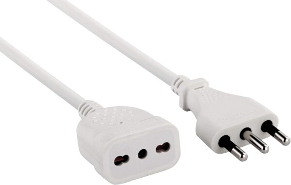 Electraline 46123 Prolunga 3 mt Spina e Presa bivalente 10/16A Bianco-Sezione Cavo 3G1 mm