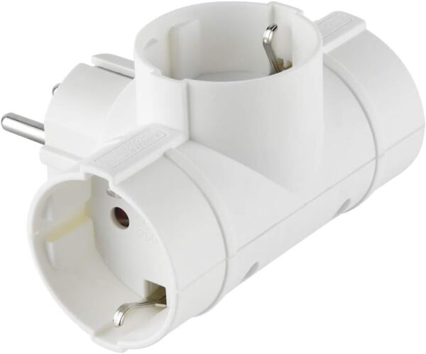 Electraline 55040 Adattatore 3 prese Spina tedesca Multipresa 3 posti schuko Bianco