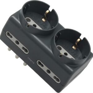 Electraline 71067 Adattatore Per Spina Tedesca Multipresa 6 Posti 2 Schuko + 4 Bivalenti 10/16A Grigio Scuro