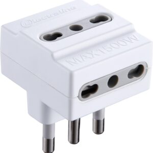 Electraline 71924 Adattatore Triplo Spina 16A 230V Presa 10/16A 230V Bianco Opaco