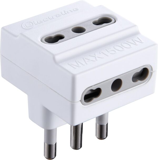 Electraline 71924 Adattatore Triplo Spina 16A 230V Presa 10/16A 230V Bianco Opaco