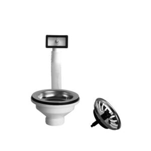 PILETTA PER LAVELLO CUCINA 3"1/2 CON TROPPO PIENO RETTANGOLARE  CON TAPPO SCATTINO X VTR S10130